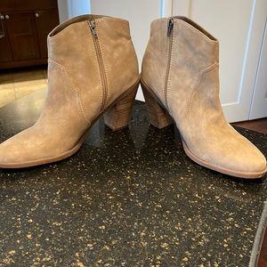 Tan stacked heeled booties - Size 13